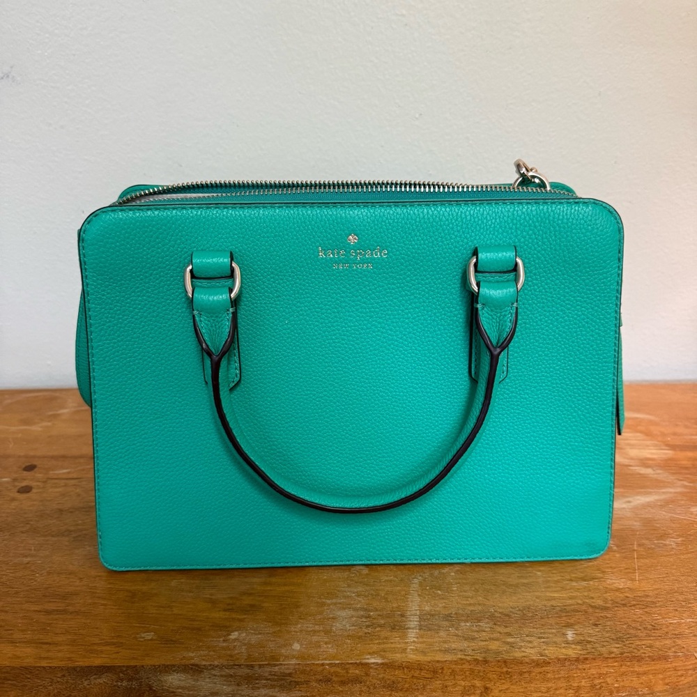 Kate Spade New York Pebbled Leather Satchel in Teal